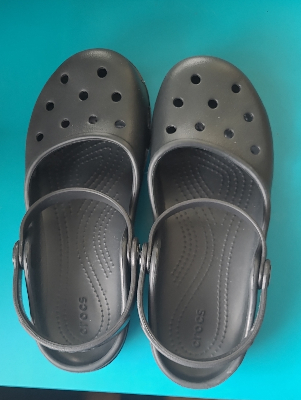 CROCS Black Clog Sandals with Heel Strap